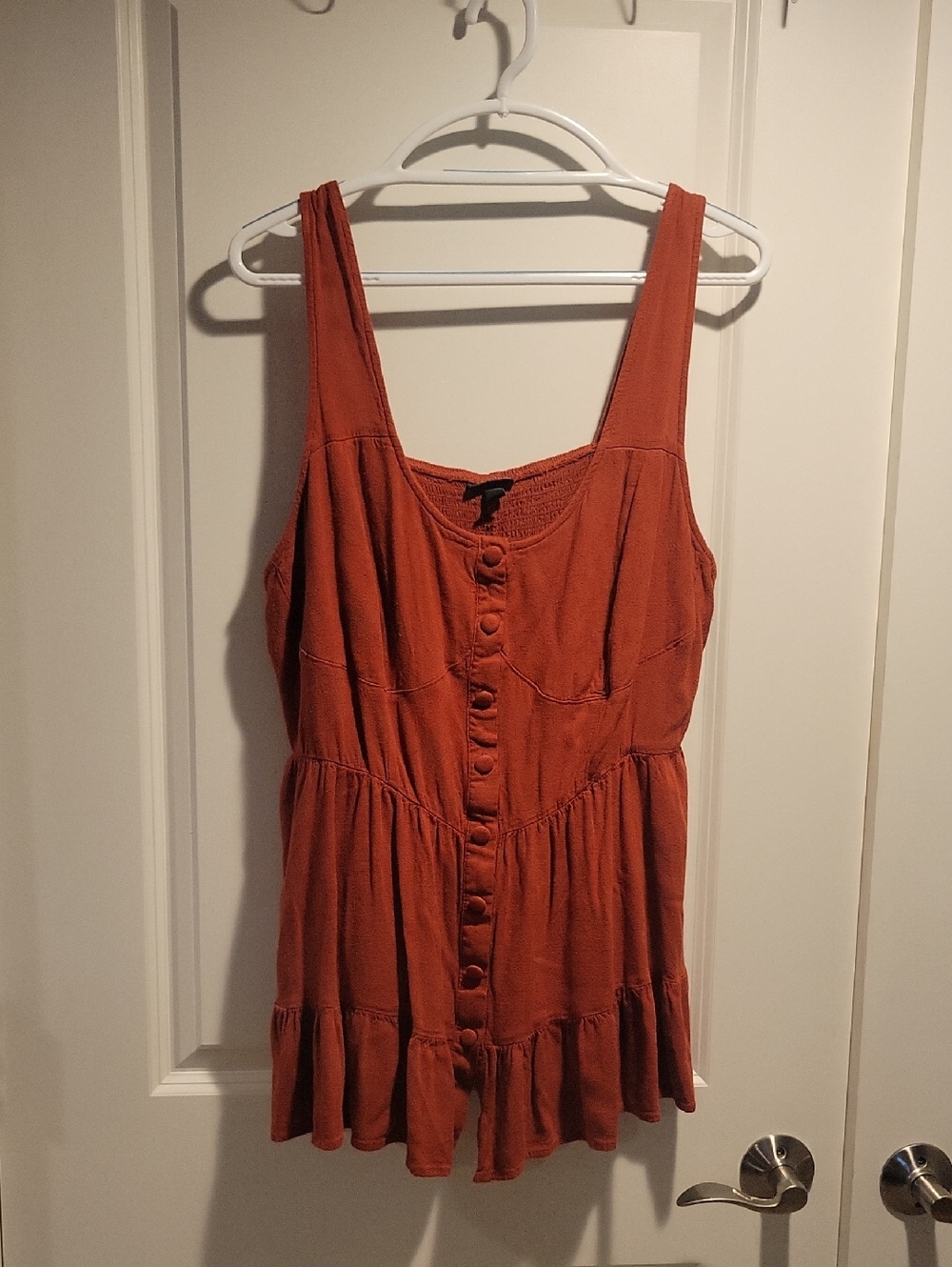 Rust Button-Front Sleeveless Top